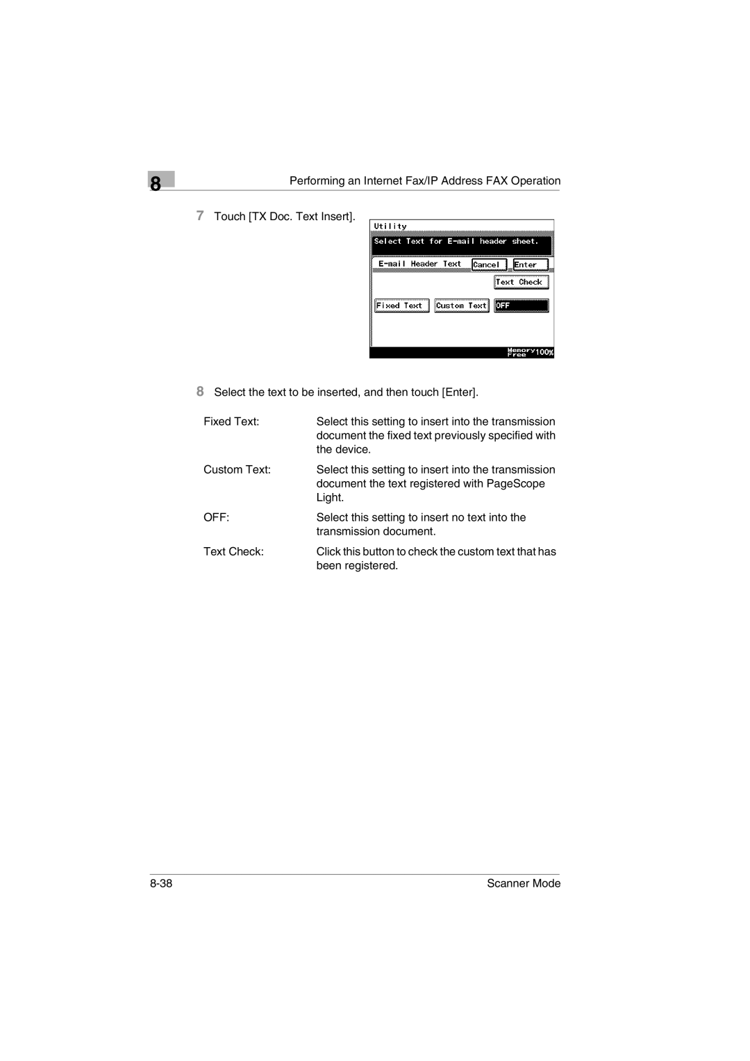 Minolta Scanner Mode user manual Off 