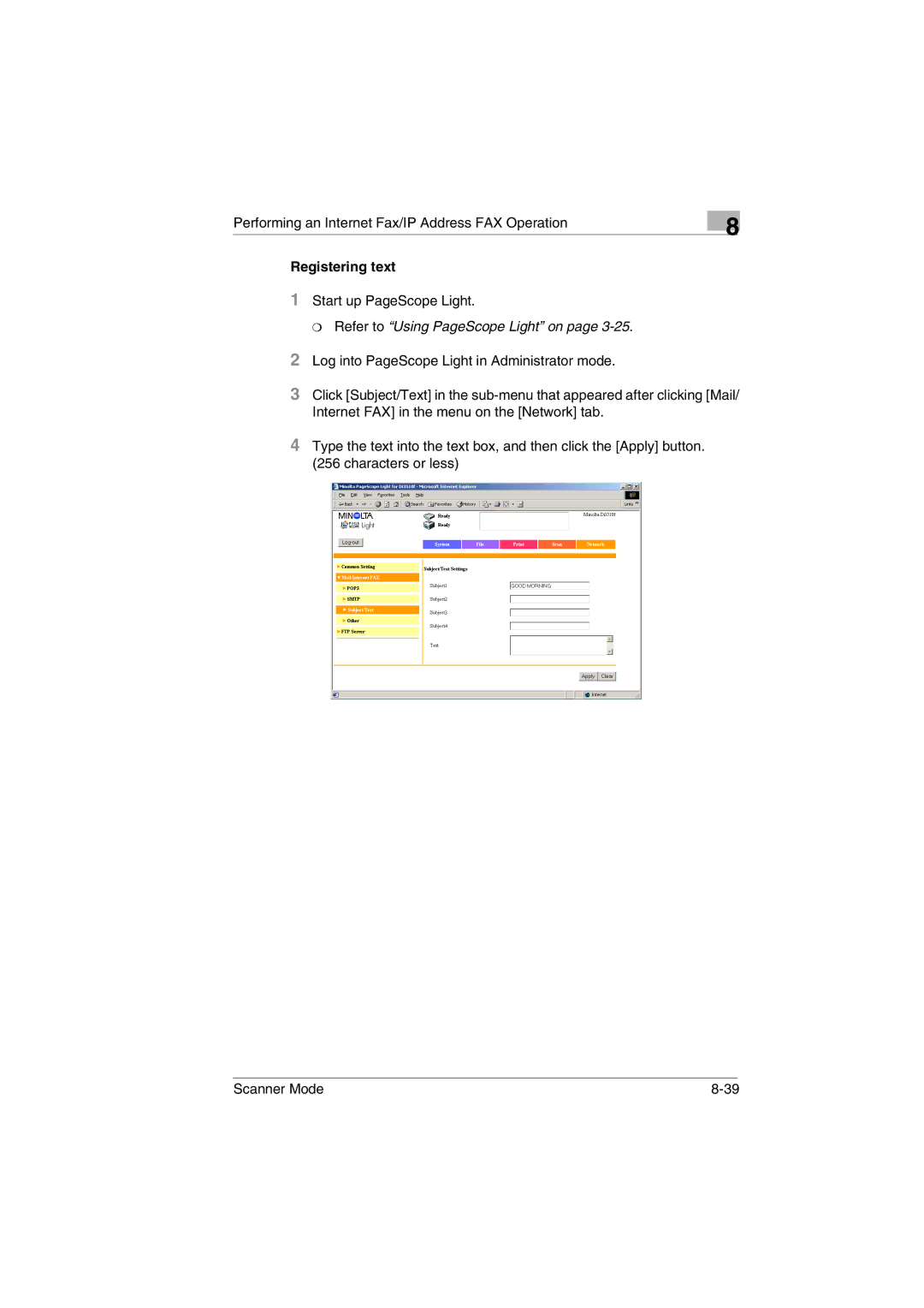 Minolta Scanner Mode user manual 