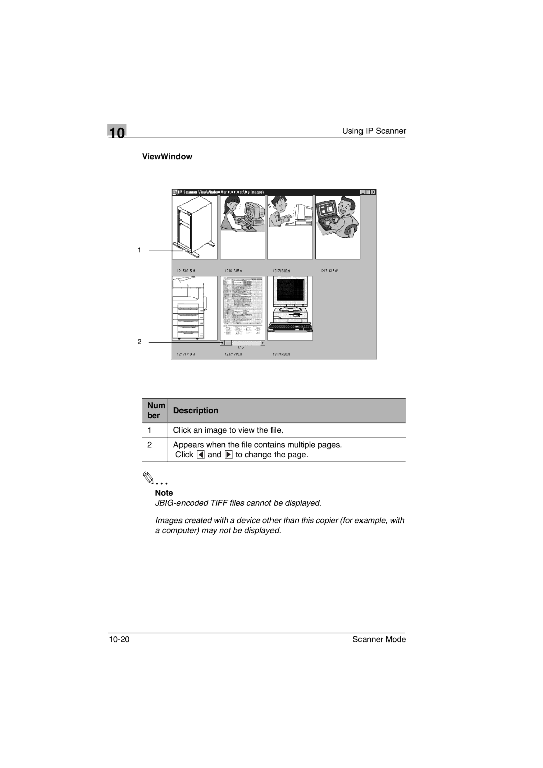 Minolta Scanner Mode user manual ViewWindow Num Ber Description 