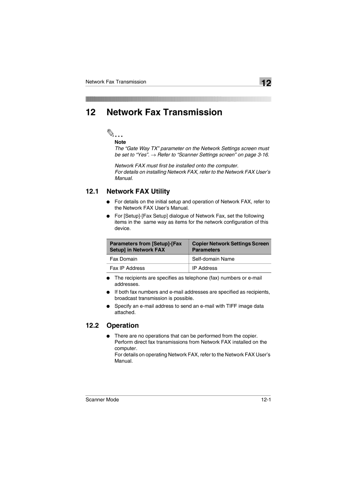 Minolta Scanner Mode user manual Network FAX Utility, Operation 