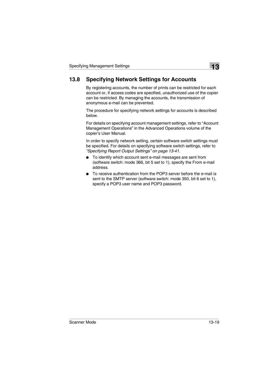 Minolta Scanner Mode user manual Specifying Network Settings for Accounts 