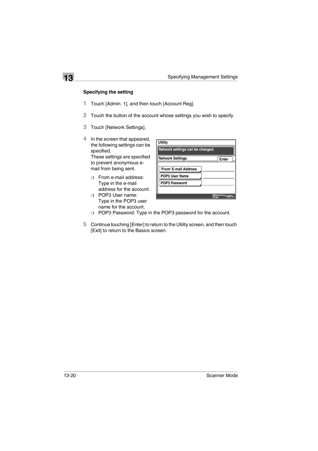 Minolta Scanner Mode user manual 