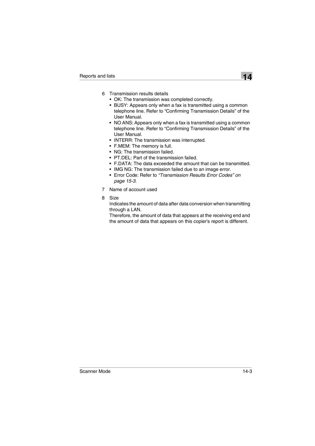 Minolta user manual Scanner Mode 14-3 