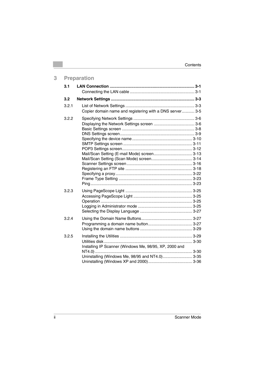 Minolta Scanner Mode user manual Preparation, LAN Connection 