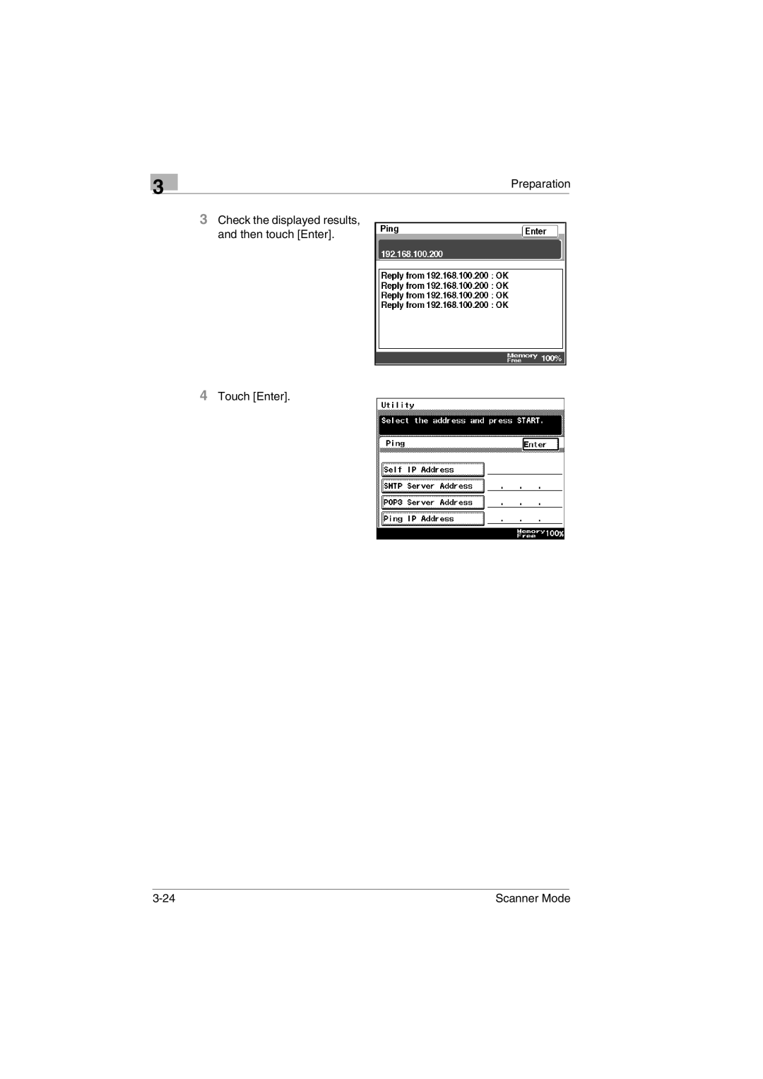 Minolta Scanner Mode user manual Check the displayed results, and then touch Enter 