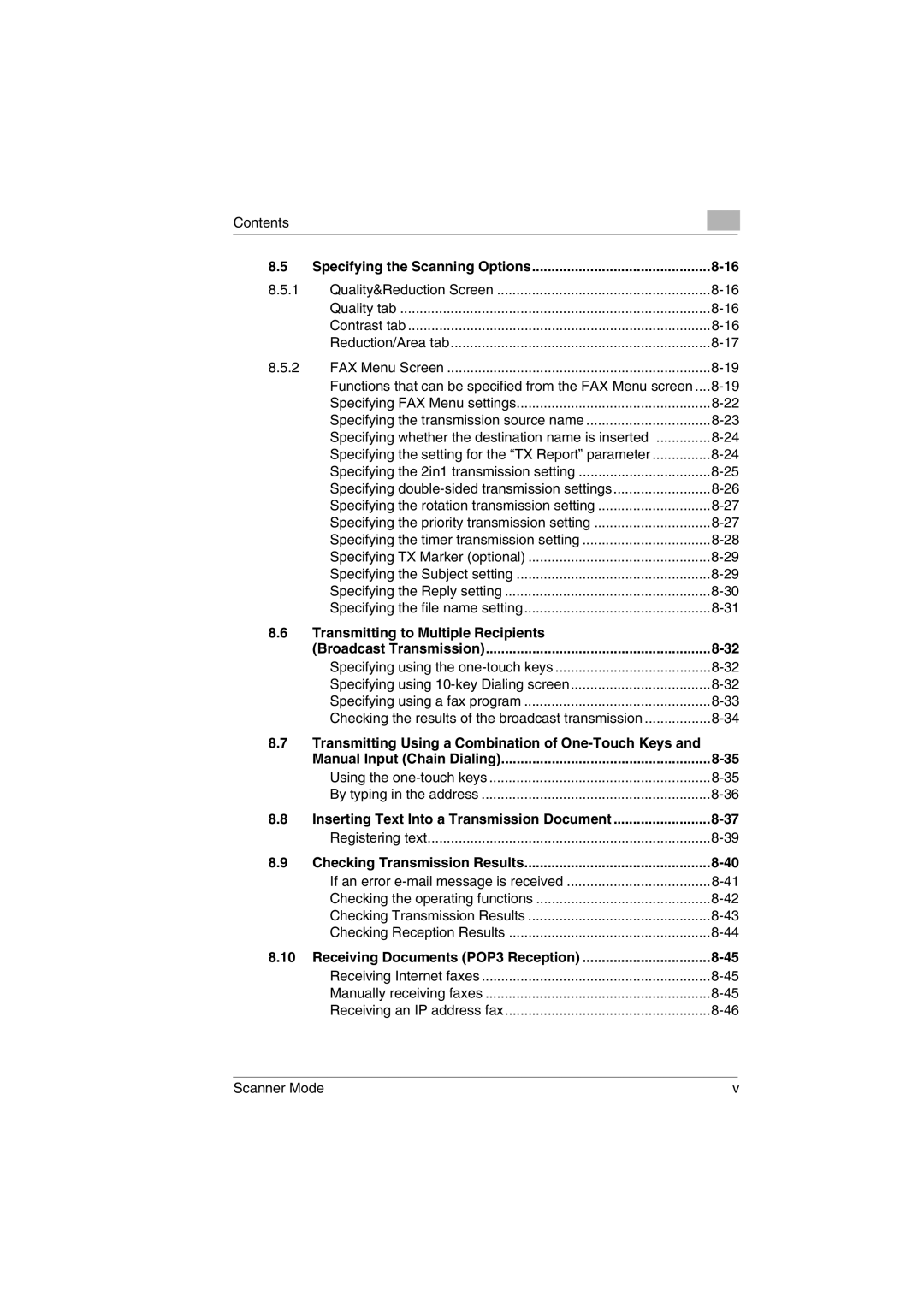 Minolta Scanner Mode user manual Transmitting to Multiple Recipients Broadcast Transmission, Checking Transmission Results 