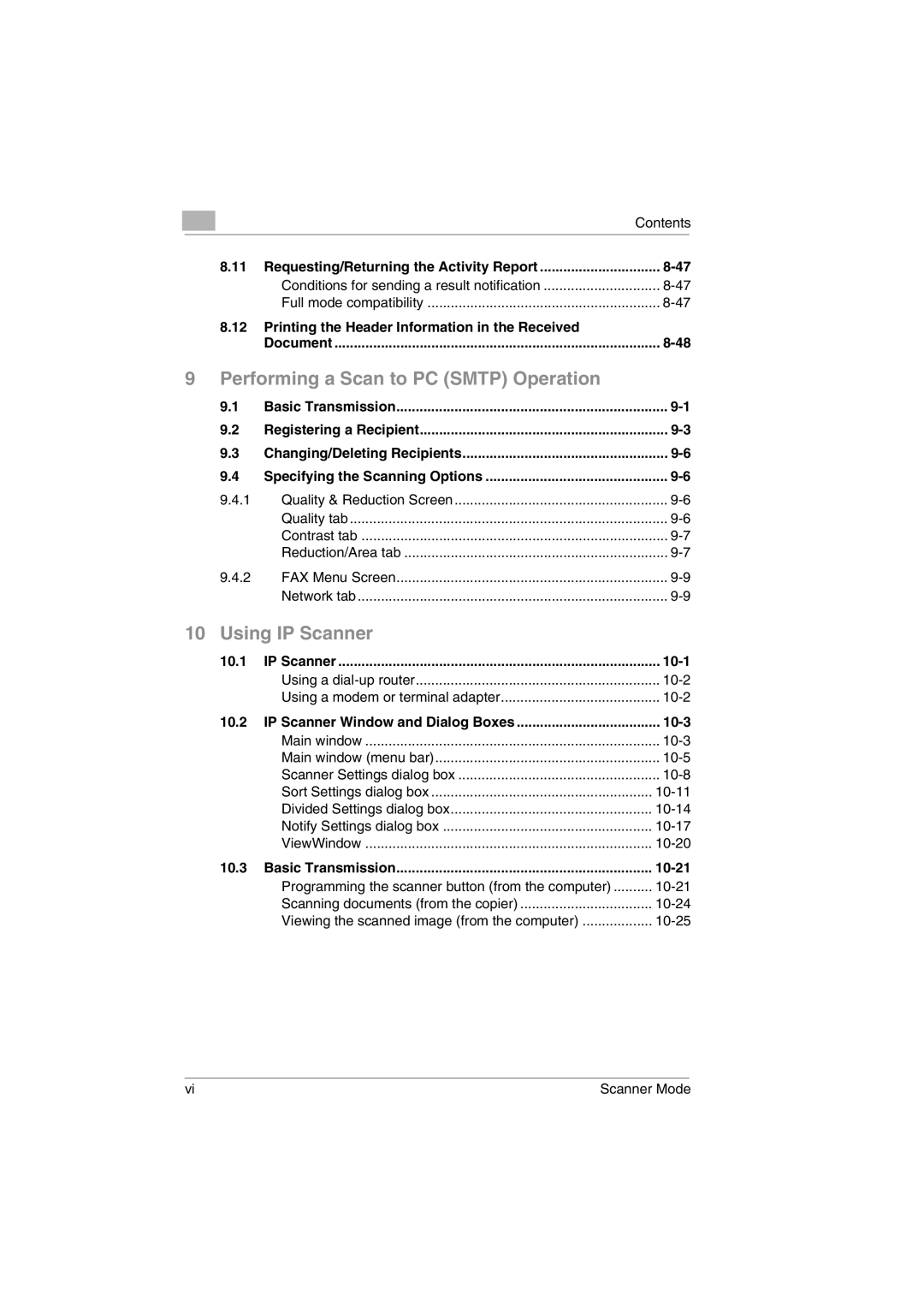 Minolta Scanner Mode Requesting/Returning the Activity Report, Printing the Header Information in the Received Document 