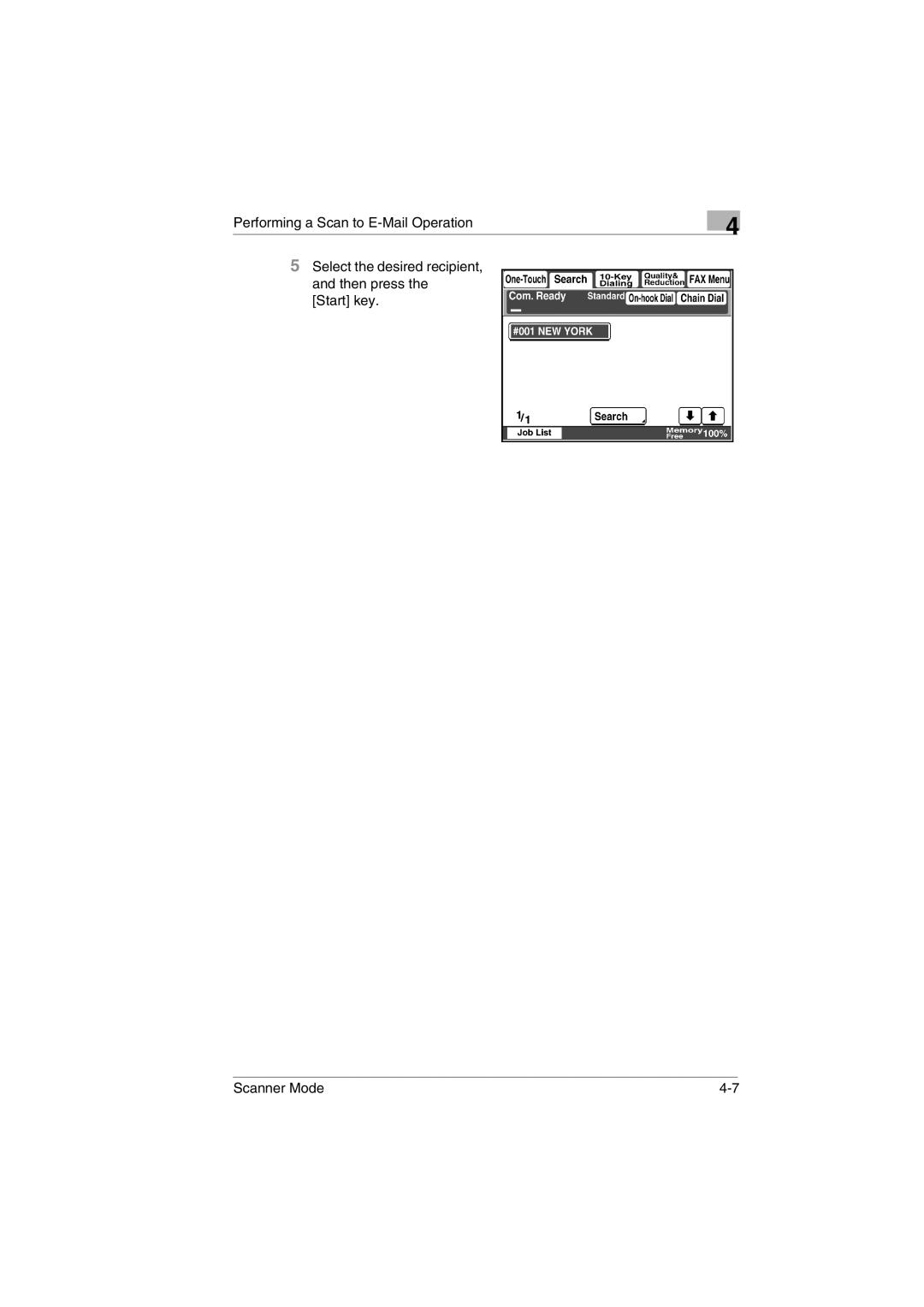 Minolta user manual Start key Scanner Mode 