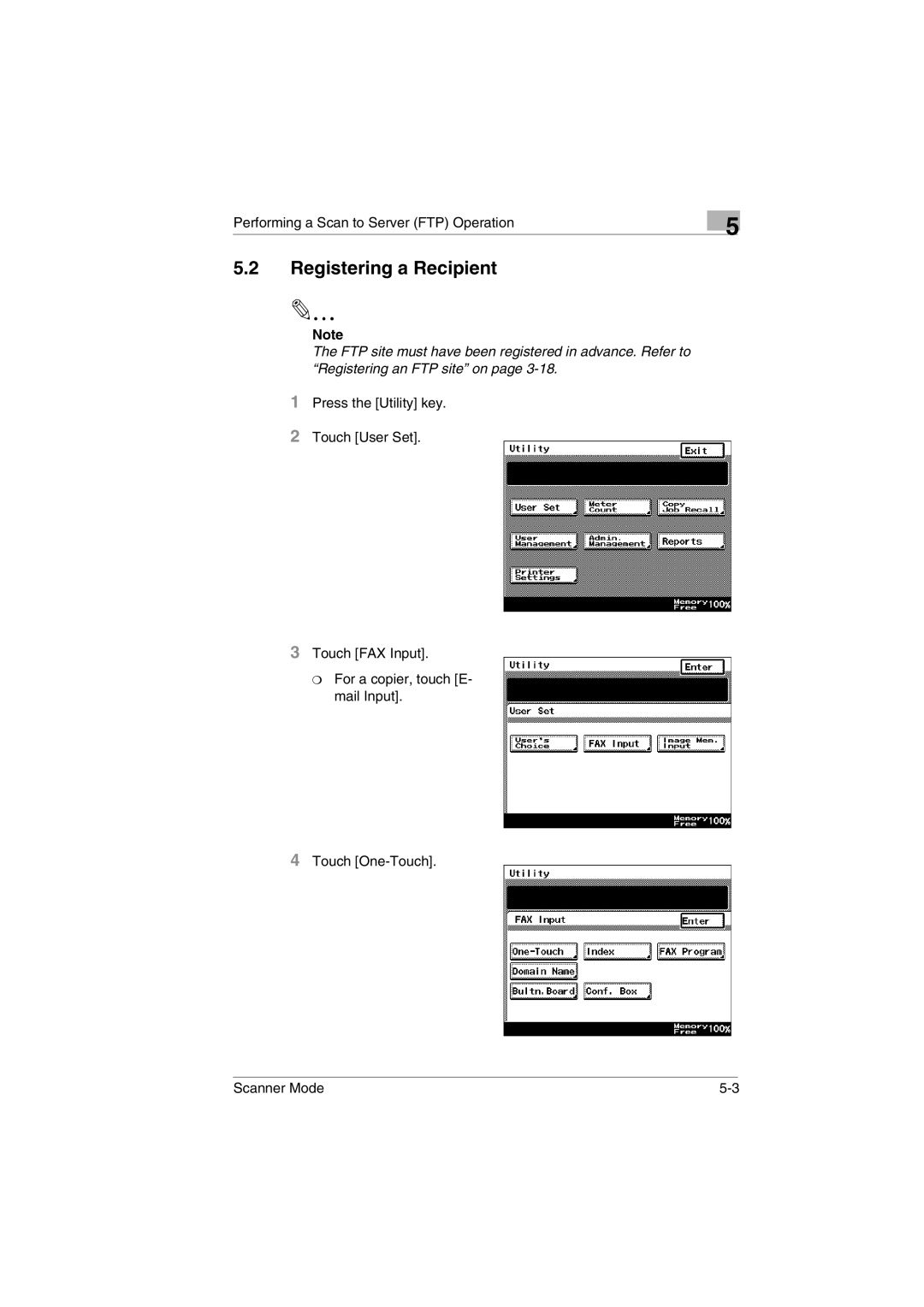 Minolta Scanner Mode user manual Registering a Recipient 