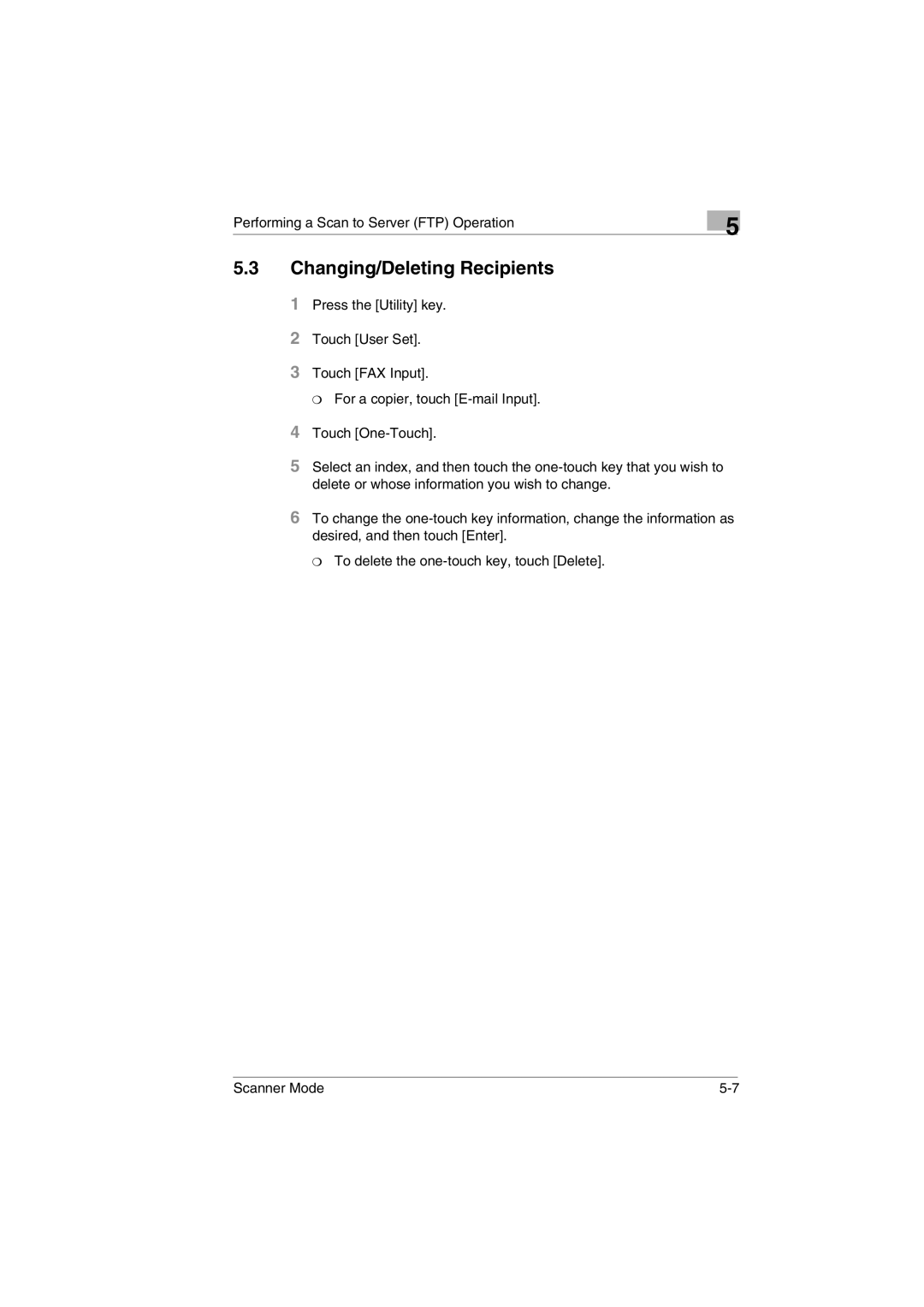 Minolta Scanner Mode user manual 