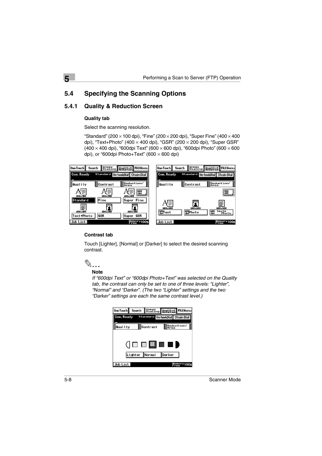 Minolta Scanner Mode user manual Specifying the Scanning Options 