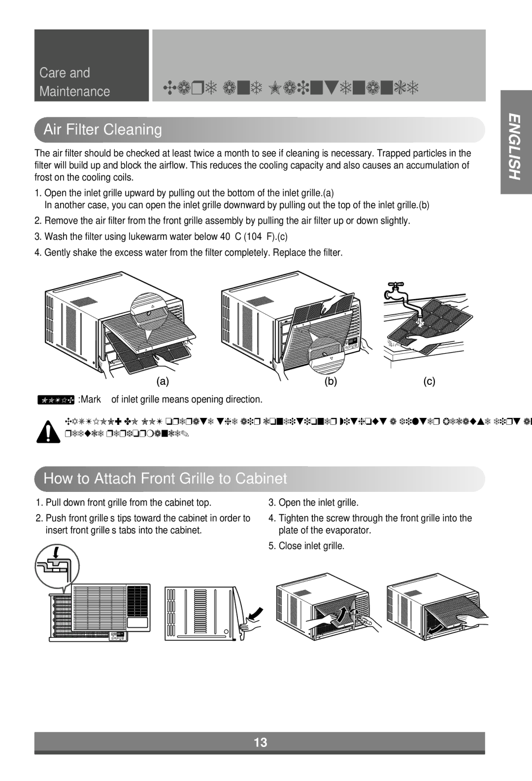 Minolta W091CA TSG0 owner manual Care and Maintenance, Air Filter Cleaning 