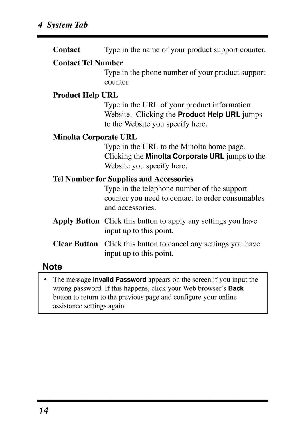 Minolta Z4, X3e manual Contact Tel Number, Product Help URL, Minolta Corporate URL, Tel Number for Supplies and Accessories 