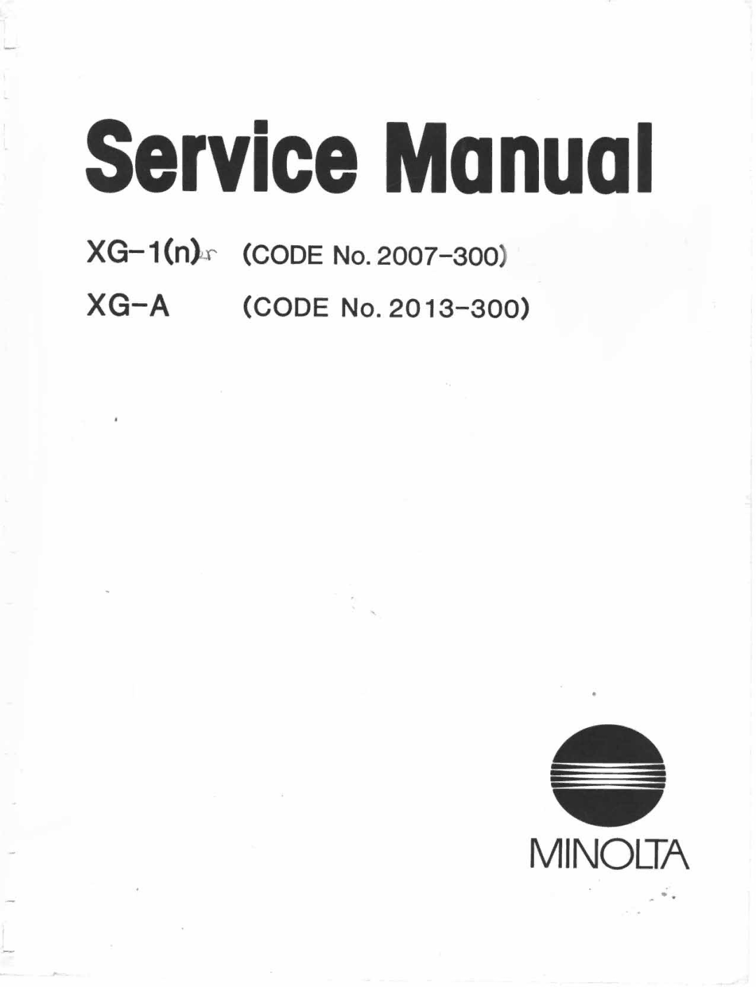 Minolta XG-1 Body Only, XG-A manual 