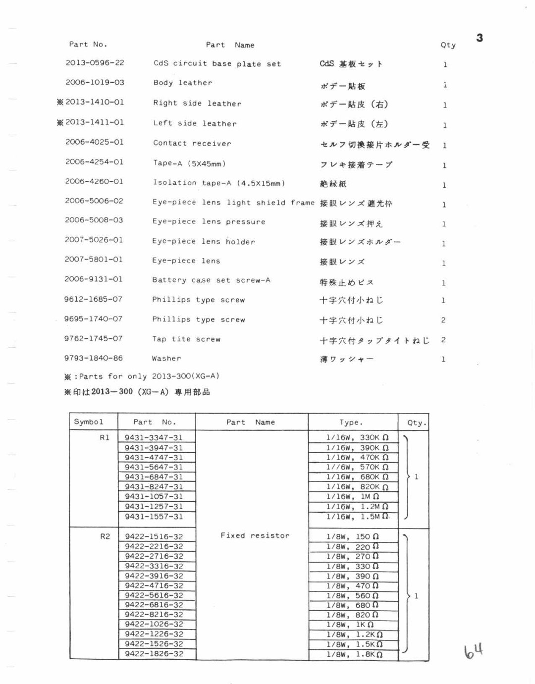 Minolta XG-1 Body Only, XG-A manual 