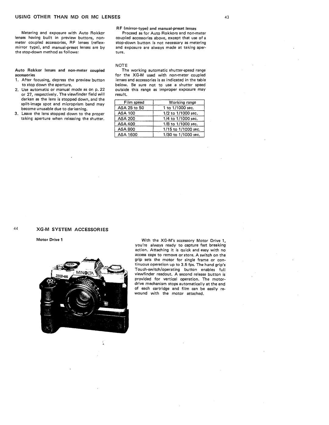 Minolta XG-M manual 