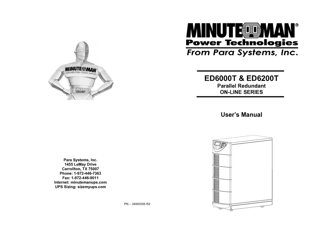 Minuteman UPS user manual ED6000T & ED6200T, Parallel Redundant 