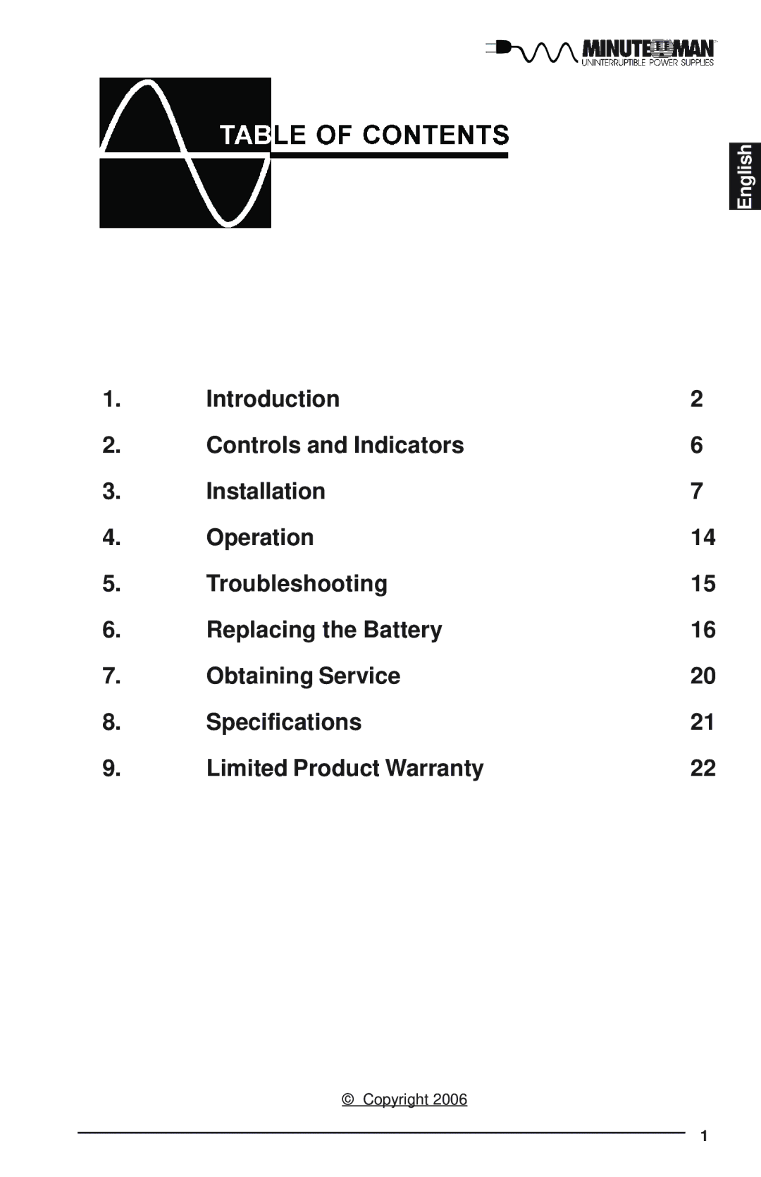 Minuteman UPS Endeavor user manual English 