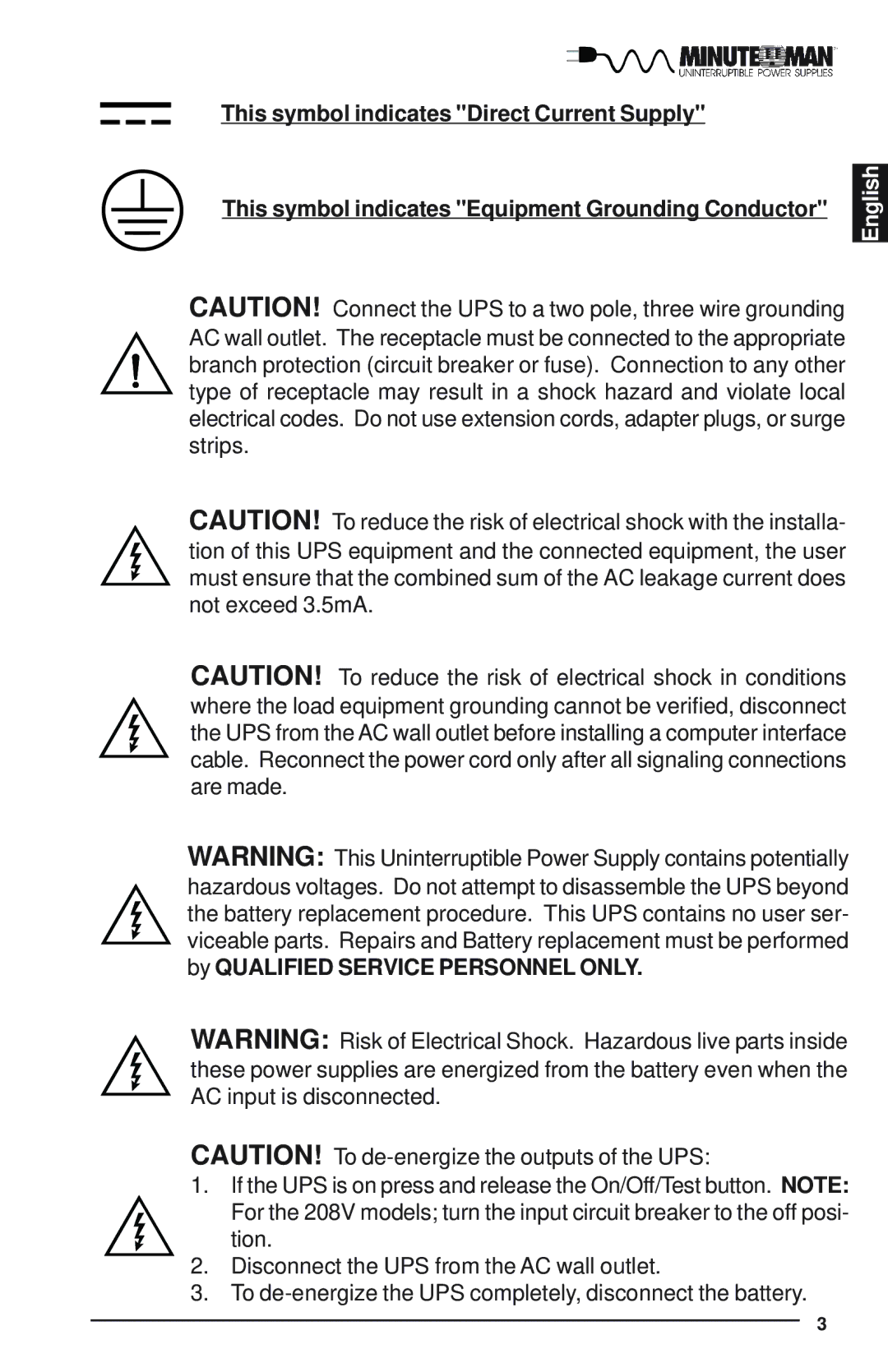 Minuteman UPS Enterprise Plus Series user manual English 