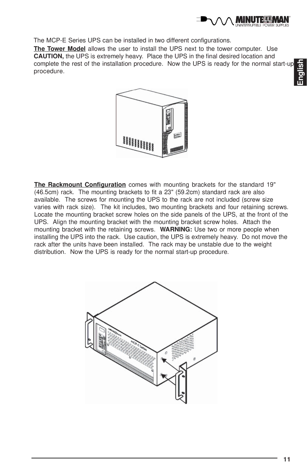 Minuteman UPS MCP-E user manual English 