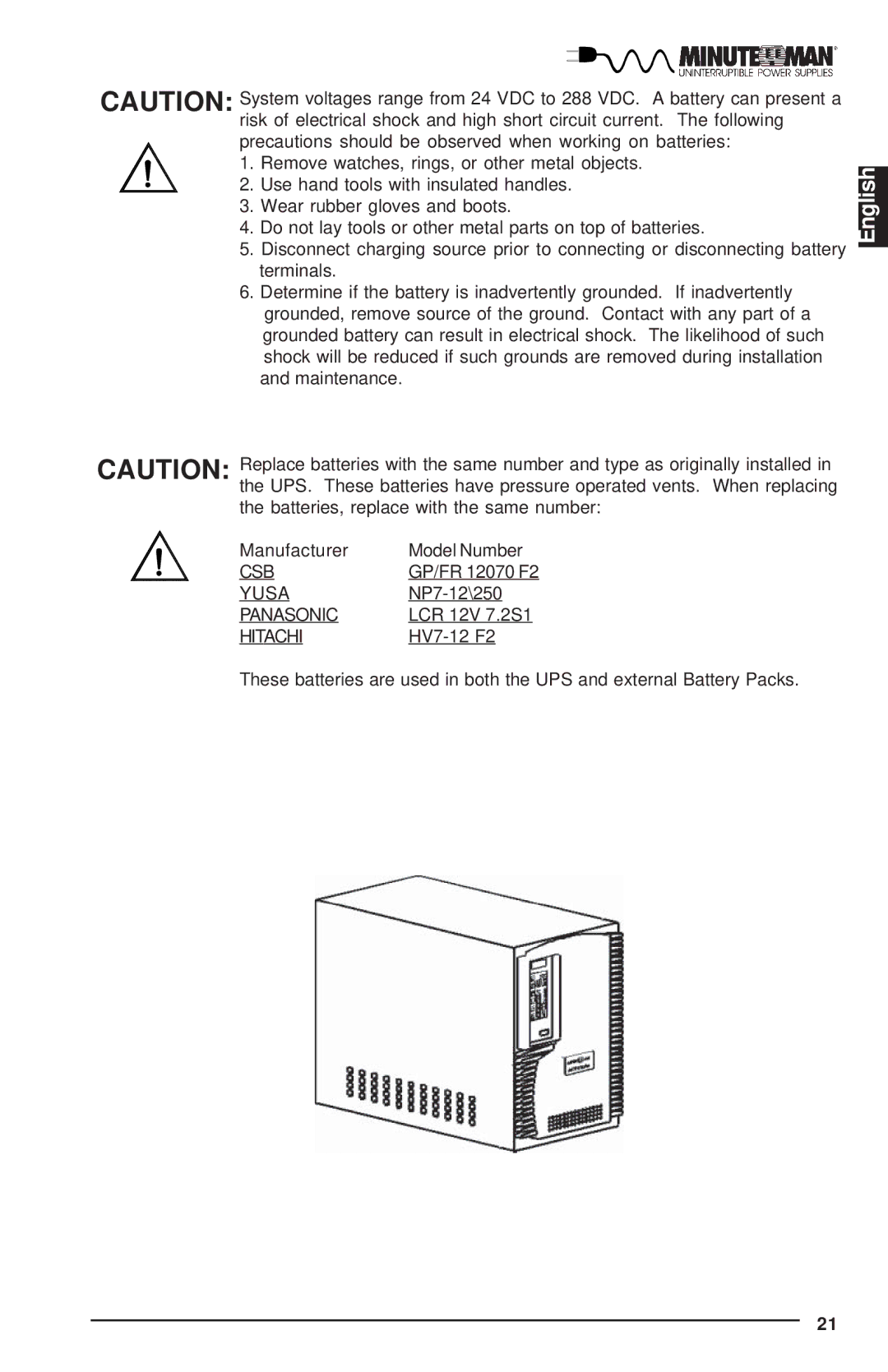 Minuteman UPS MCP-E user manual Csb 