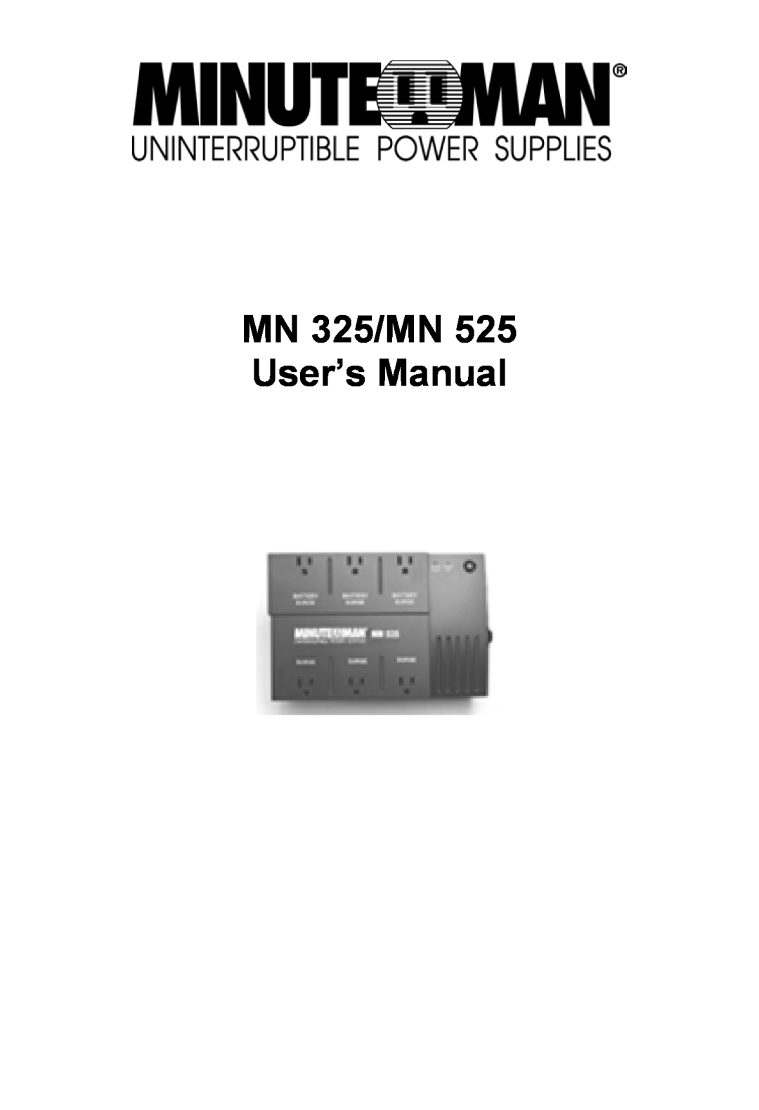 Minuteman UPS user manual MN 325/MN 525 User’s Manual 
