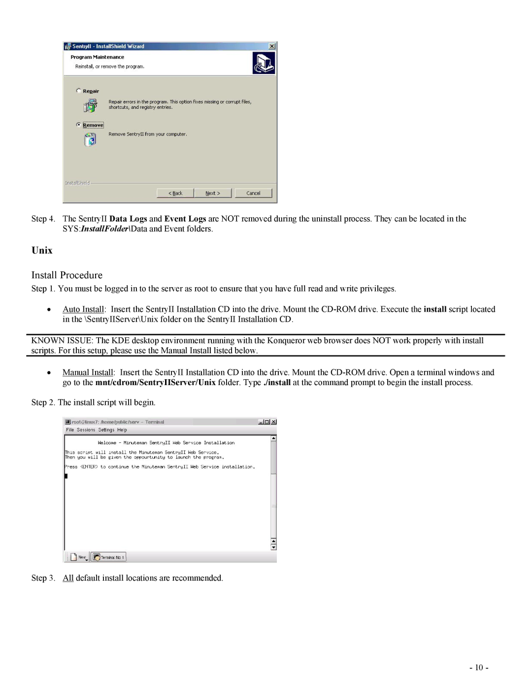 Minuteman UPS SentryII UPS user manual Unix, Install Procedure 