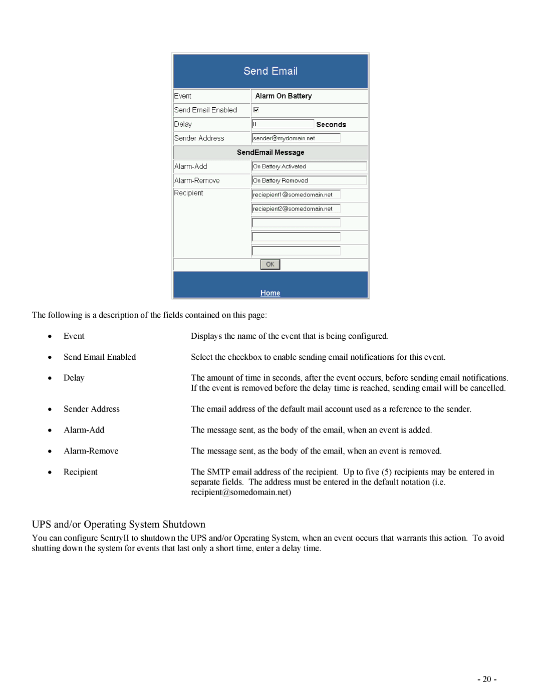 Minuteman UPS SentryII UPS user manual UPS and/or Operating System Shutdown 