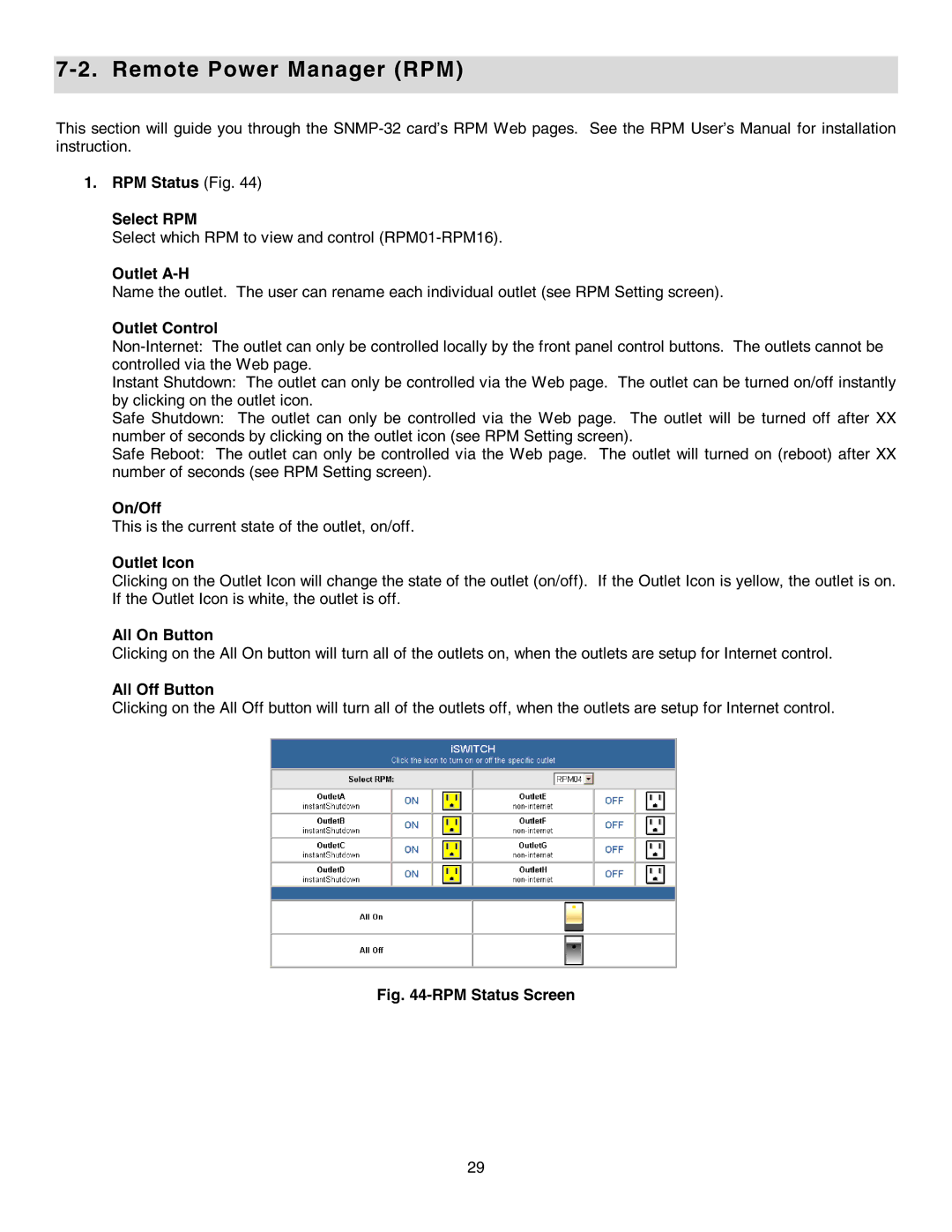 Minuteman UPS SNMP-32 Series user manual Remote Power Manager RPM 