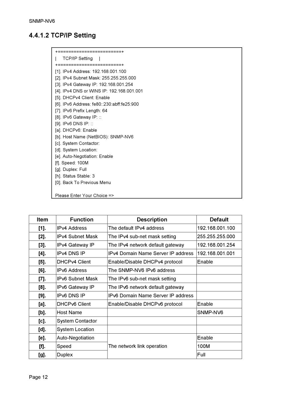 Minuteman UPS SNMP-NV6 user manual 1.2 TCP/IP Setting 