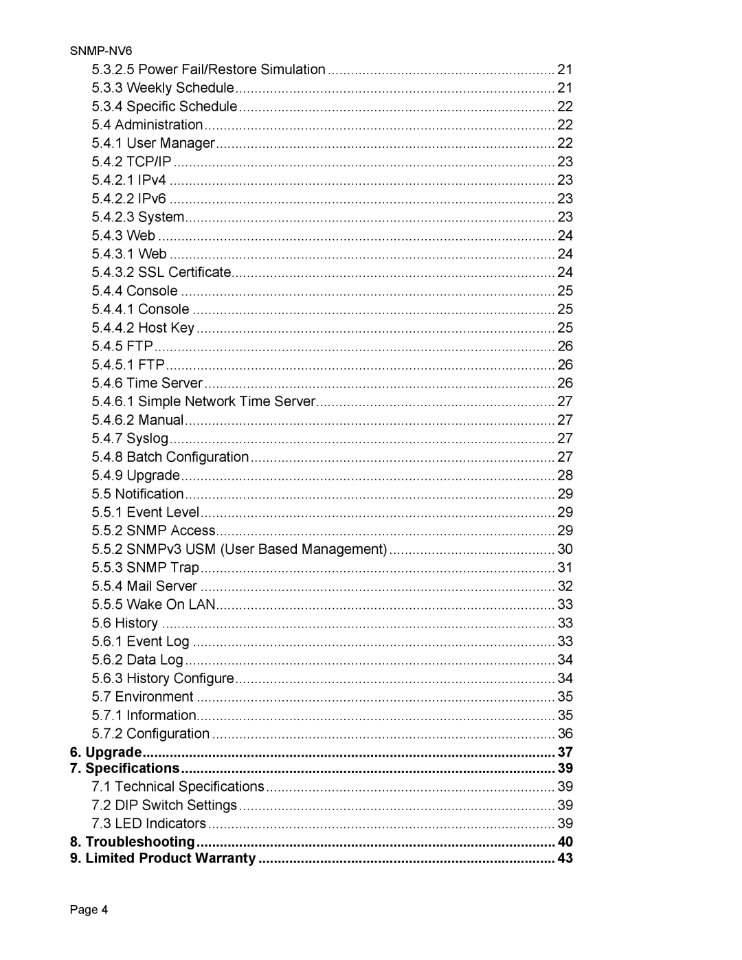 Minuteman UPS SNMP-NV6 user manual Upgrade Specifications 