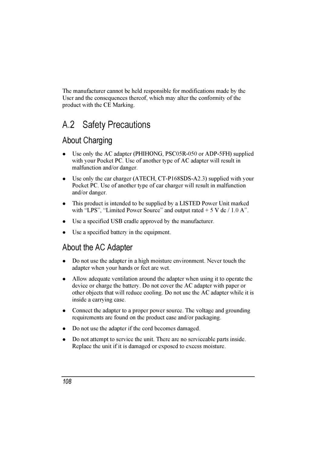 Mio A201 manual Safety Precautions, About Charging, About the AC Adapter 