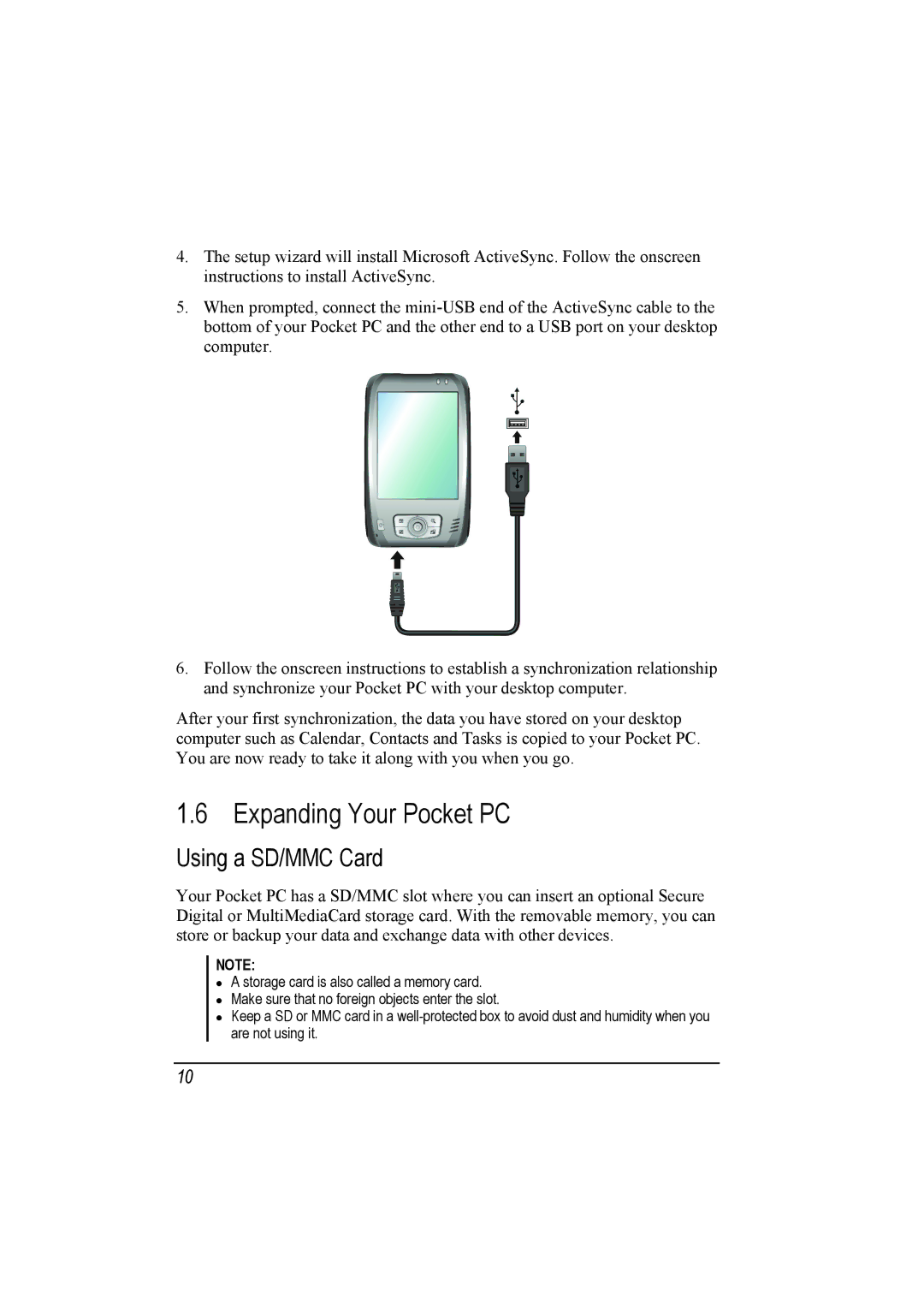 Mio A201 manual Expanding Your Pocket PC, Using a SD/MMC Card 