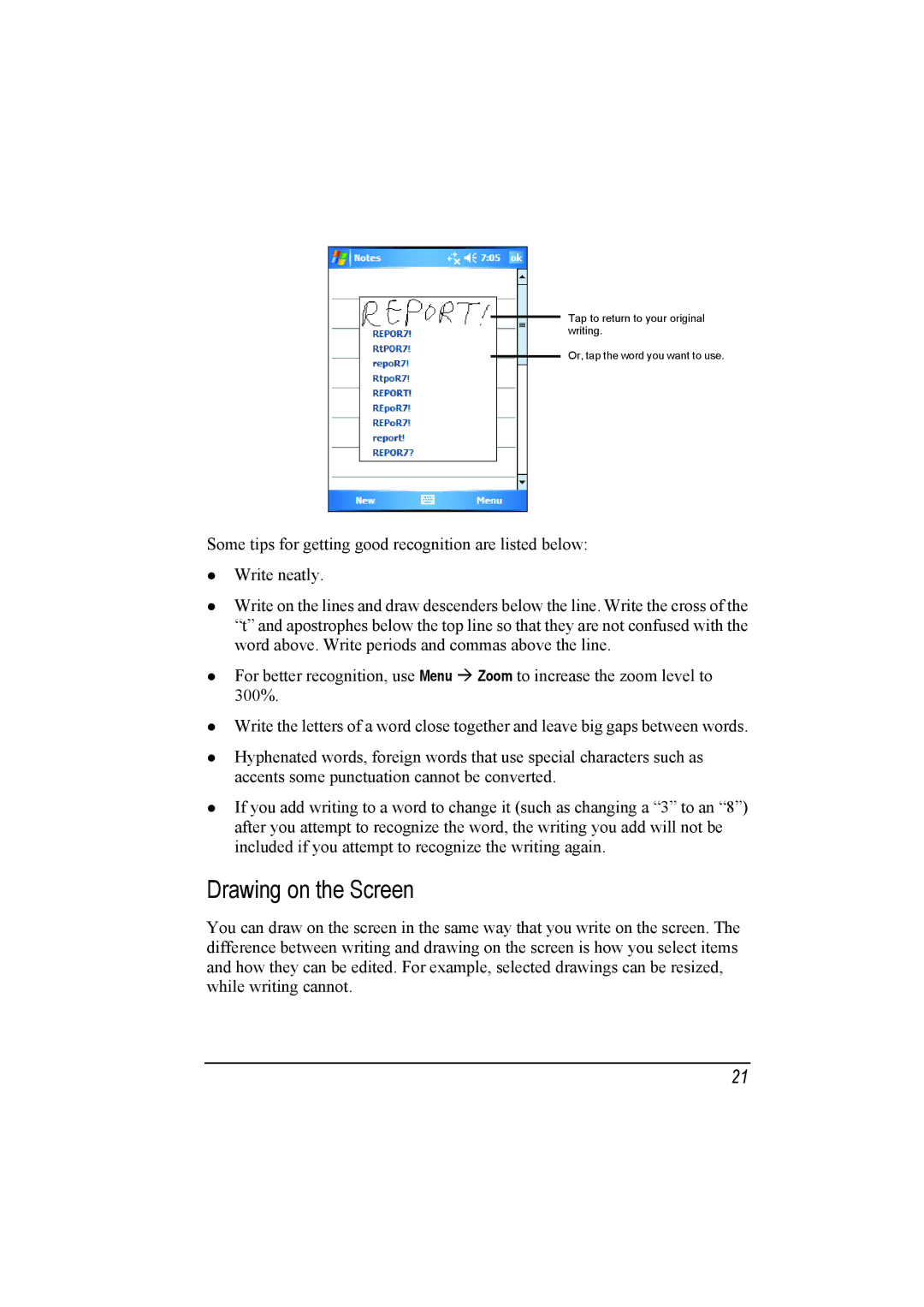 Mio A201 manual Drawing on the Screen 