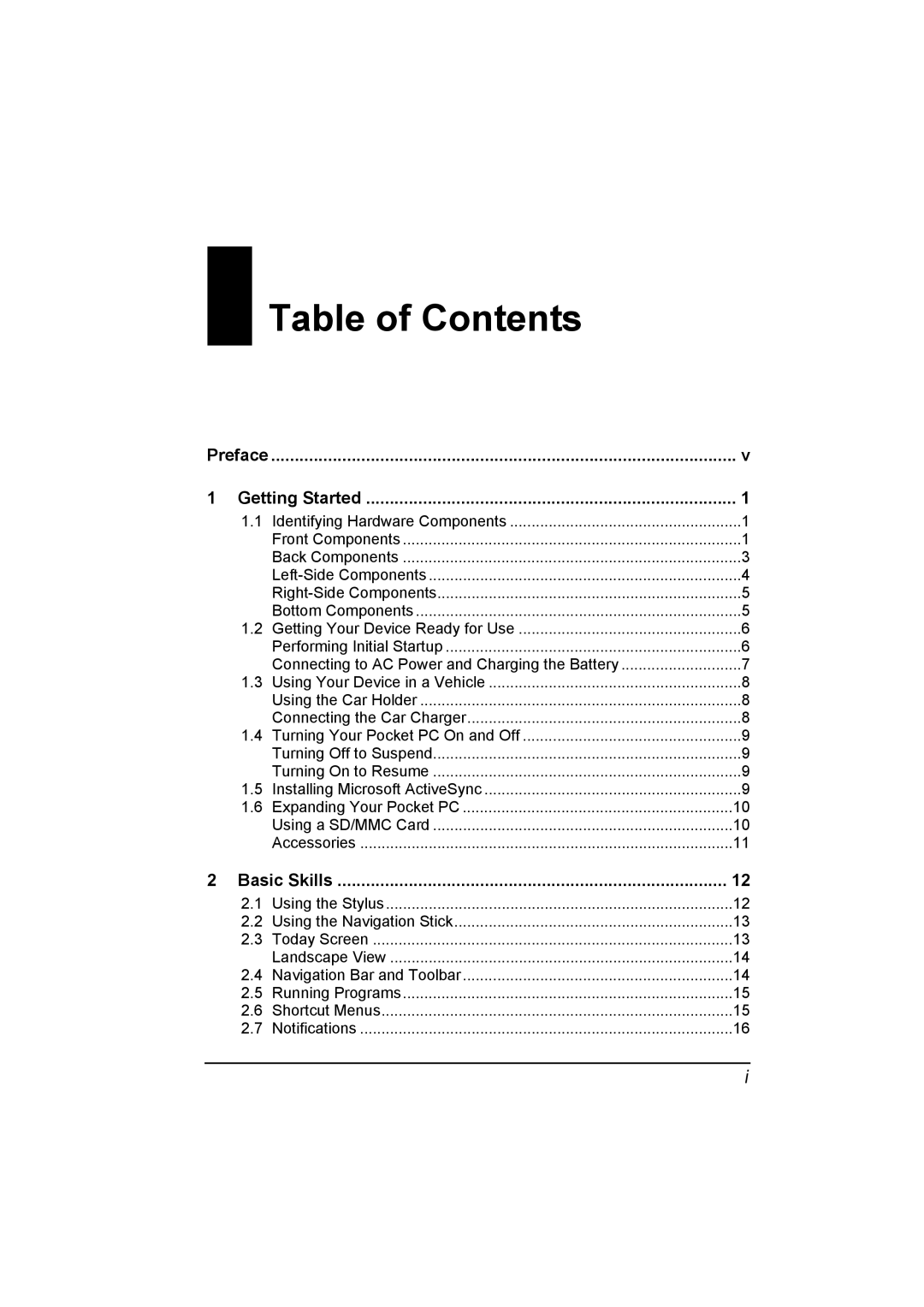 Mio A201 manual Table of Contents 