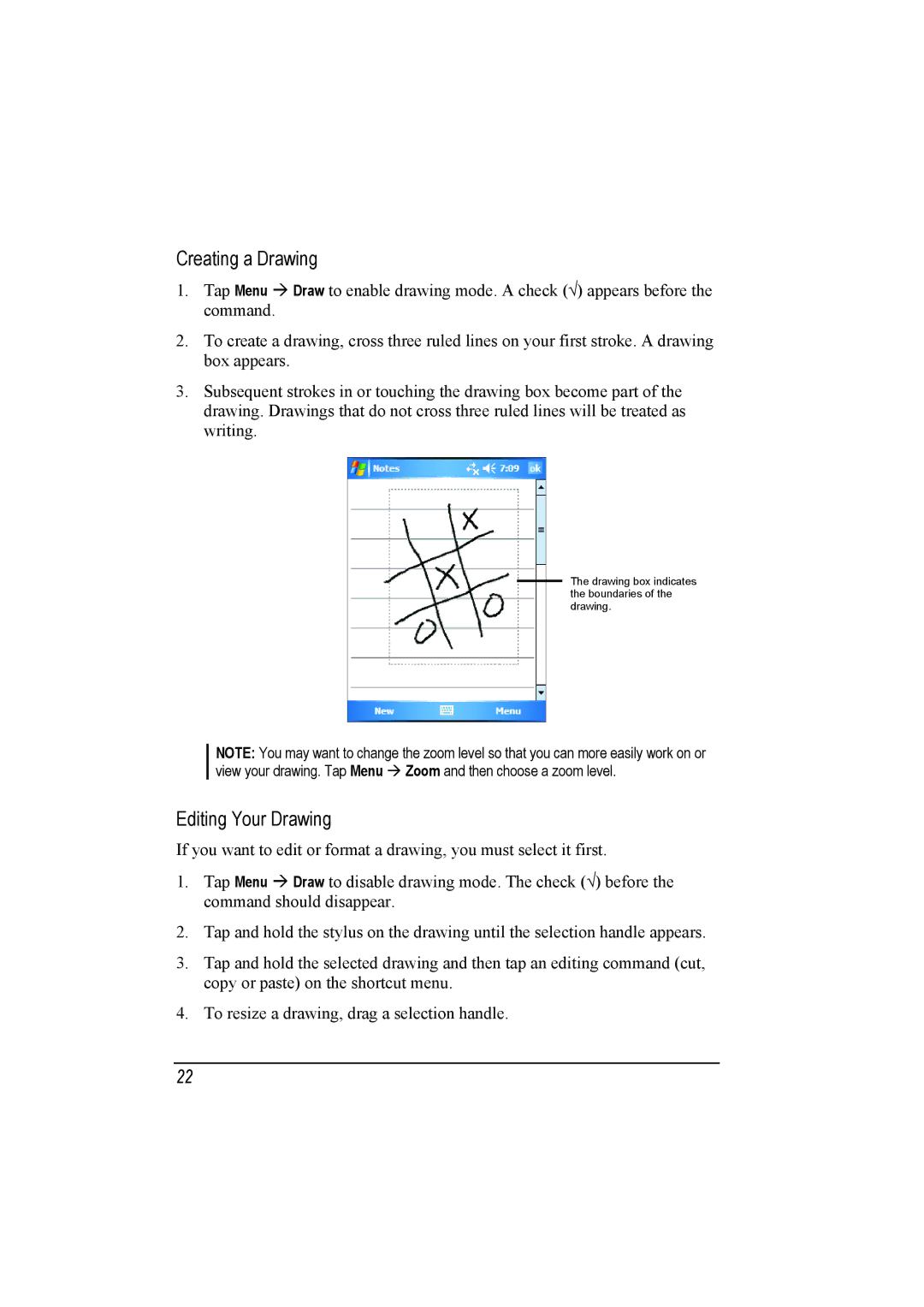 Mio A201 manual Creating a Drawing, Editing Your Drawing 