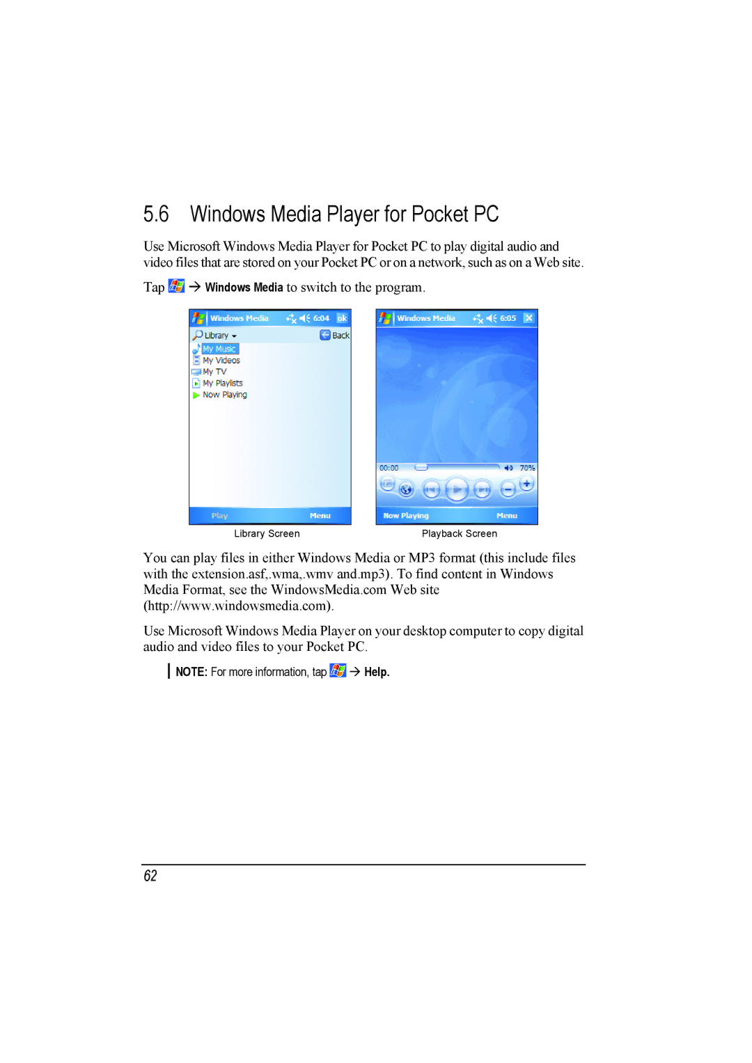 Mio A201 manual Windows Media Player for Pocket PC 