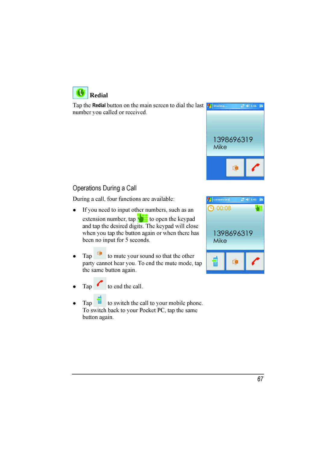 Mio A201 manual Operations During a Call 