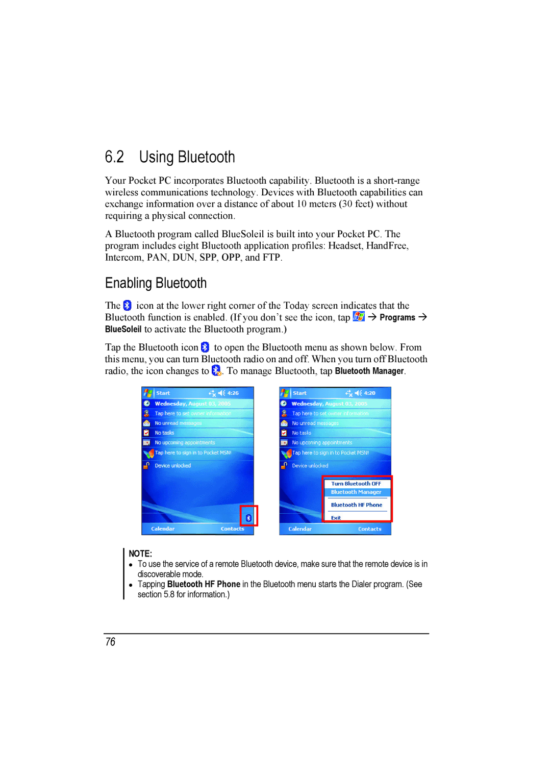 Mio A201 manual Using Bluetooth, Enabling Bluetooth 