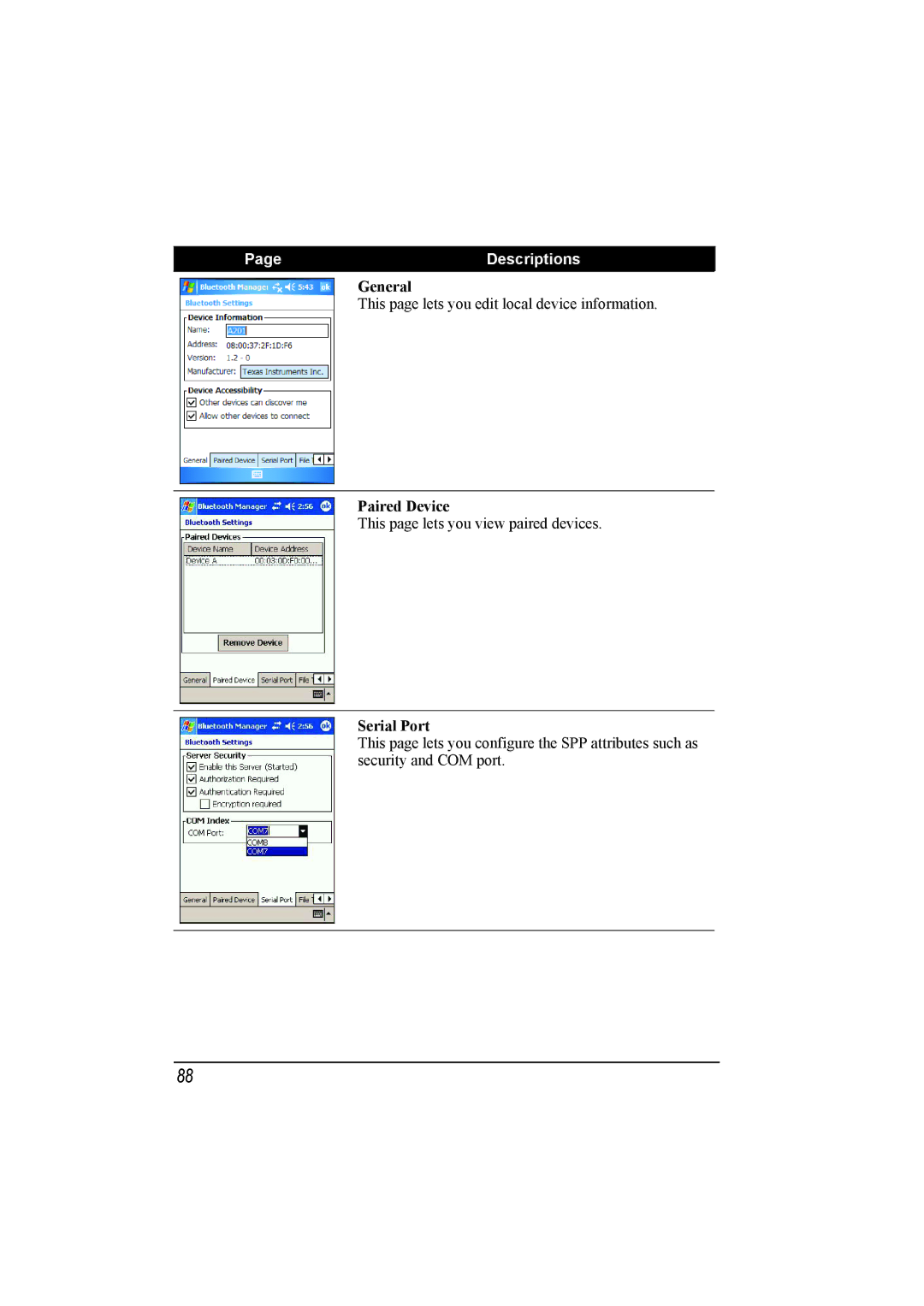 Mio A201 manual PageDescriptions 