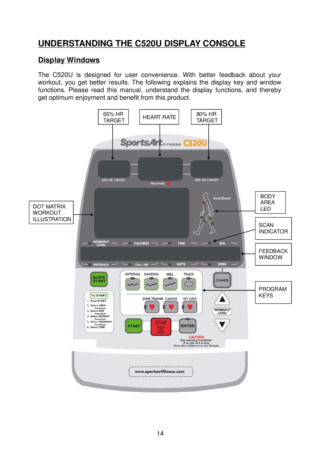 Mio manual Understanding the C520U Display Console, Display Windows 