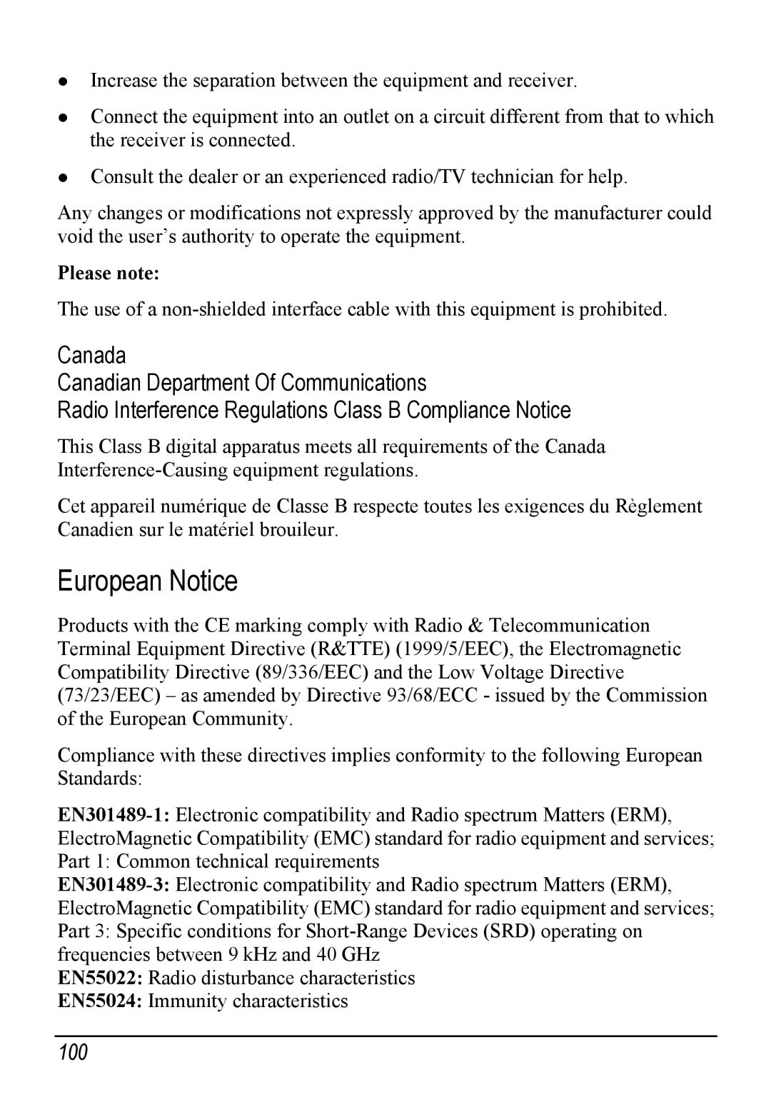 Mio H610 user manual European Notice, 100 