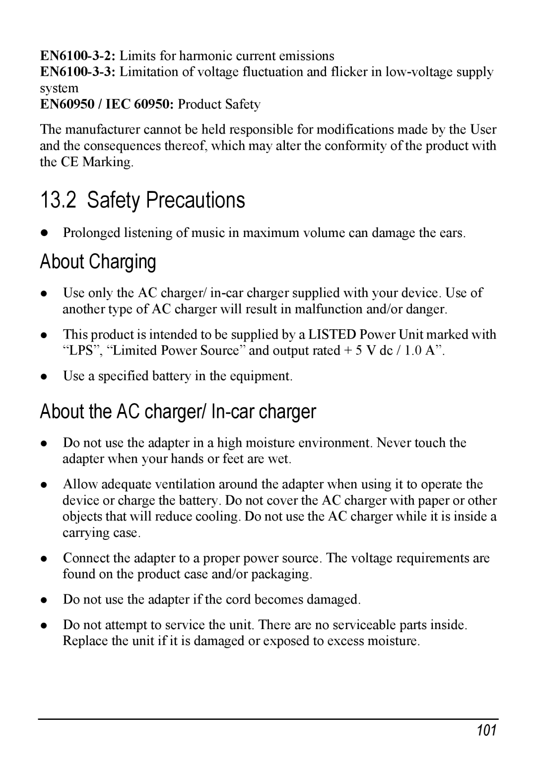 Mio H610 user manual Safety Precautions, About Charging, About the AC charger/ In-car charger 