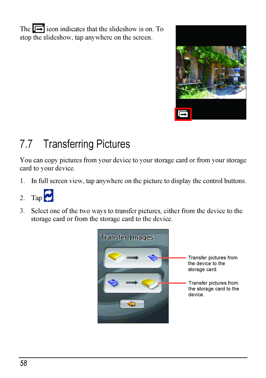 Mio H610 user manual Transferring Pictures 