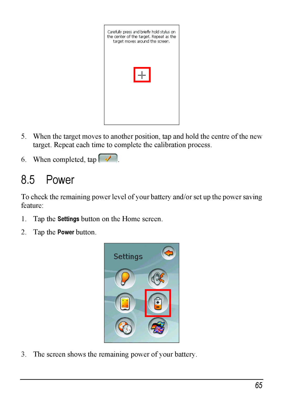 Mio H610 user manual Power 