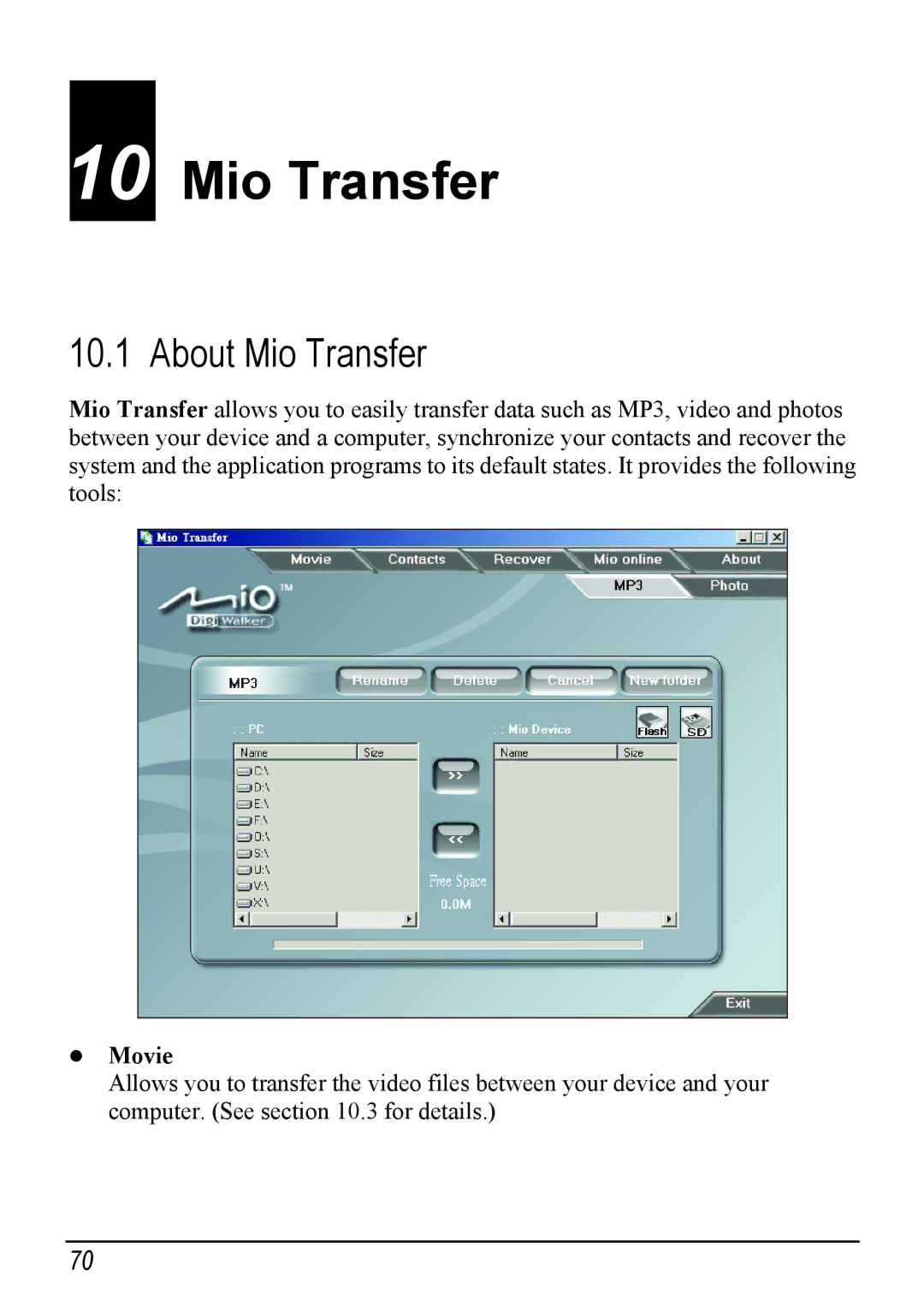 Mio H610 user manual About Mio Transfer 