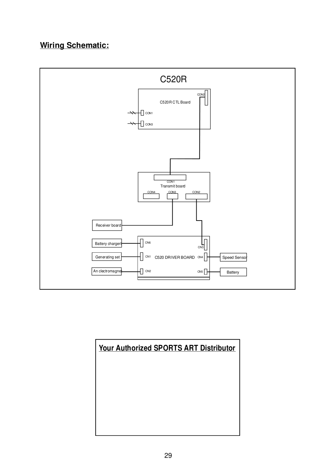 Mio SportsArt C520R specifications Wiring Schematic, Your Authorized Sports ART Distributor 