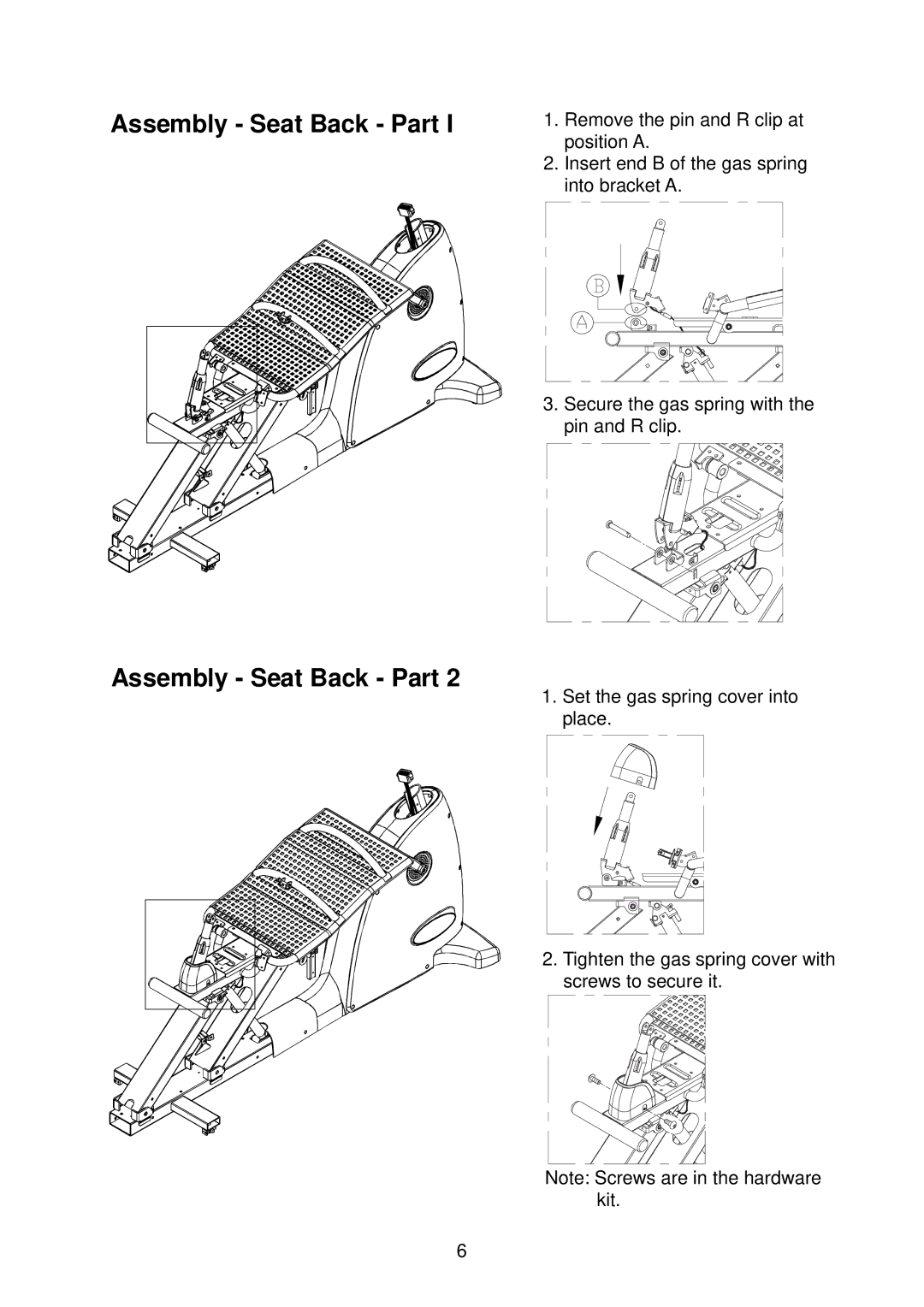 Mio SportsArt C520R specifications Assembly Seat Back Part 