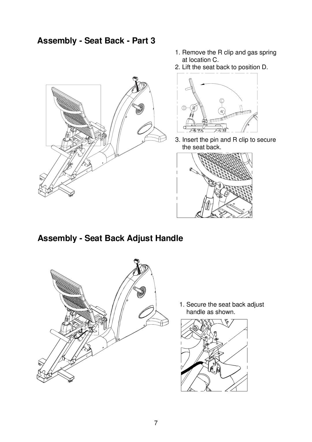 Mio SportsArt C520R specifications Assembly Seat Back Adjust Handle 