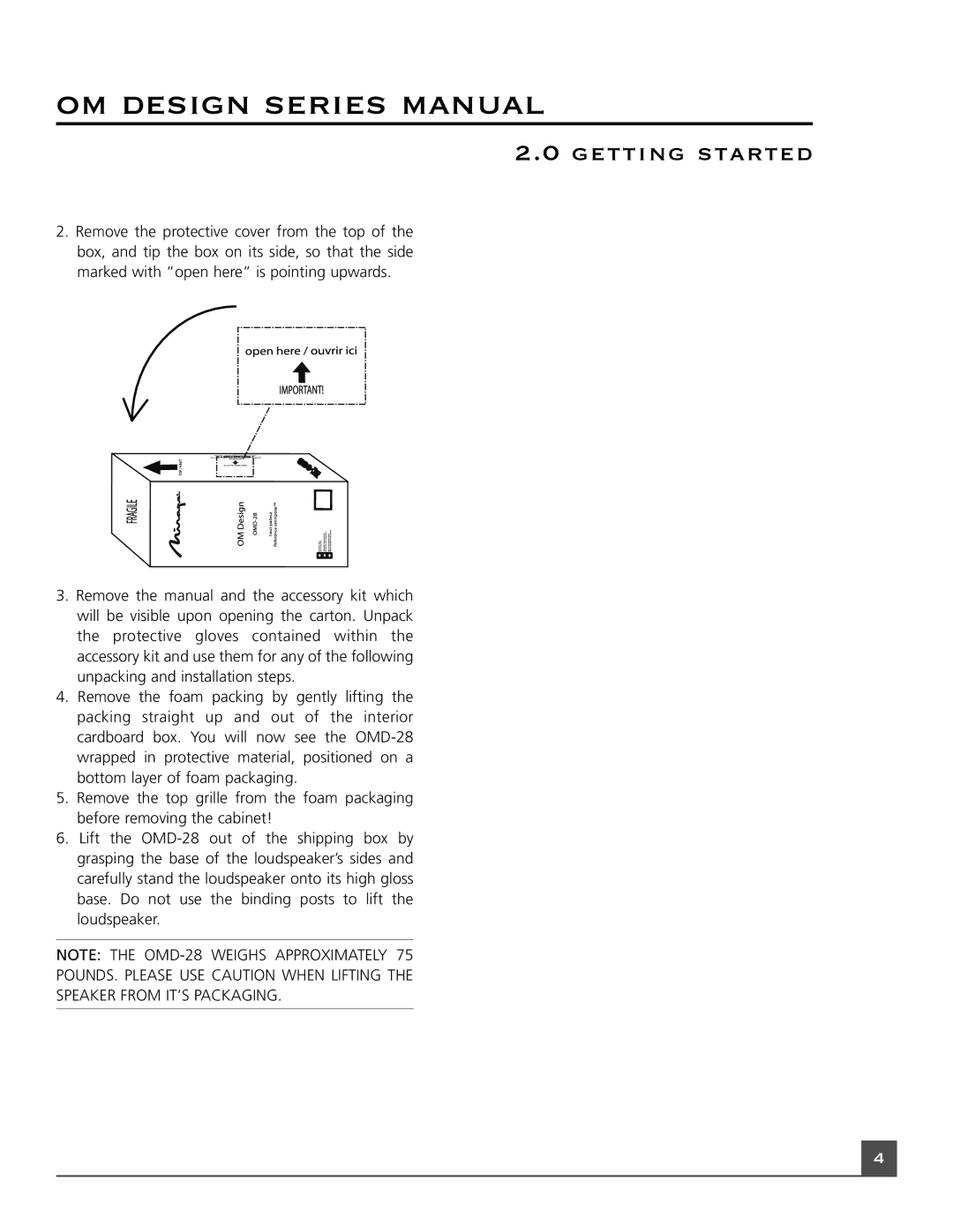 Mirage Loudspeakers OM DESIGN SERIES Om design series manual 